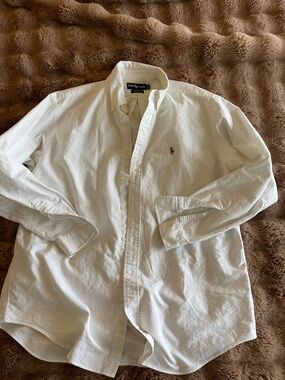 Ralph Lauren White Long-Sleeve Button-Down Oxford Shirt